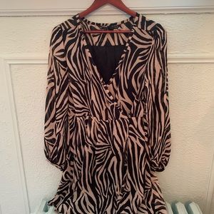 Zara Black & White Zebra Print Wrap Dress - XL